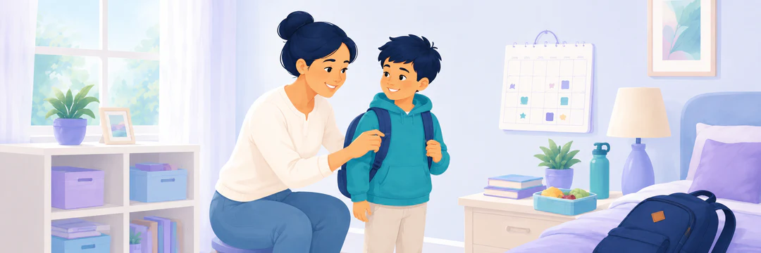 Family getting ready for the day